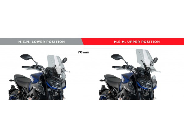 Regulowany wspornik szyby PUIG M.E.M. do Yamaha MT-09 17-20 | PUIG.pl