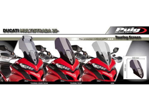 Szyba turystyczna PUIG do Ducati Multistrada 950 / 1200 / 1260 (z deflektorem) | PUIG.pl