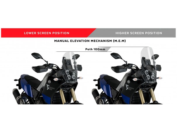 Regulowany wspornik szyby PUIG M.E.M. do Yamaha Tenere 700 19-24 | PUIG.pl
