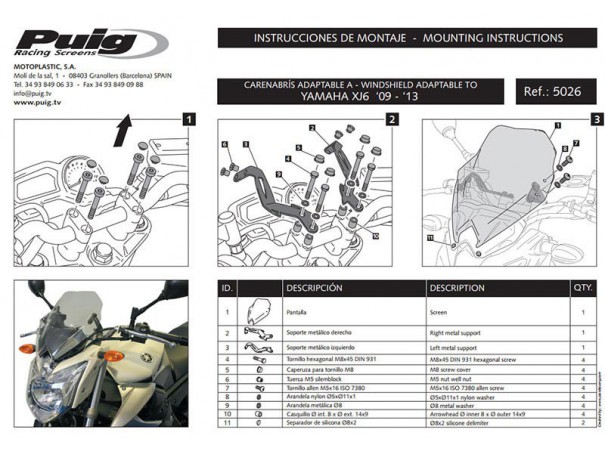 Owiewka PUIG do Yamaha XJ6 N 09-16 | PUIG.pl