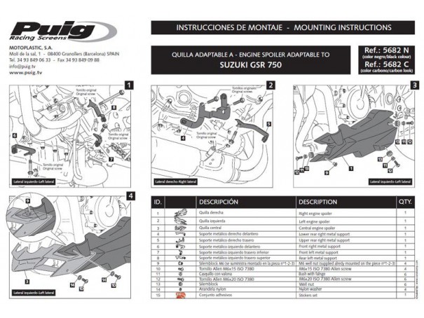 Spoiler silnika PUIG do Suzuki GSR 750 11-16 | PUIG.pl