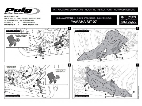 Spoiler silnika PUIG do Yamaha MT-07 / Tracer 700 / GT | PUIG.pl