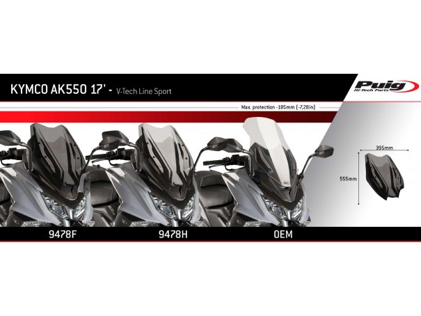 Szyba PUIG V-Tech do Kymco AK550 17-23 (Sport) | PUIG.pl