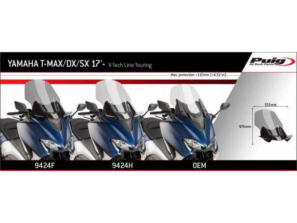Szyba PUIG V-Tech do Yamaha T-Max 530 / 560 (Touring) | PUIG.pl